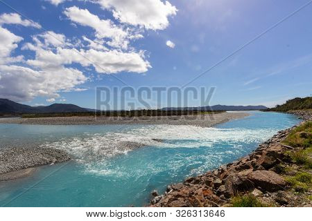 River Of Melted Glacial Water, West Coast Of New Zealand