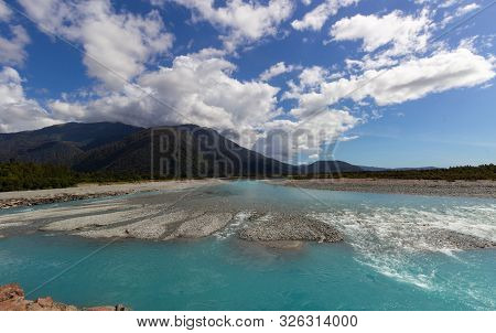 River Of Melted Glacial Water, West Coast Of New Zealand