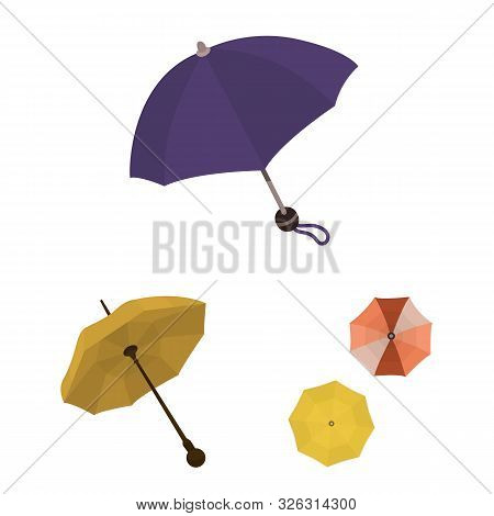 Vector Illustration Of Umbrella And Rain Logo. Set Of Umbrella And Weather Stock Symbol For Web.