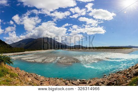 River Of Melted Glacial Water, West Coast Of New Zealand