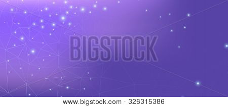 Technology Data. Magic Vector Science Flyer. Gradient 3d Minimal Illustration. Violet Polygonal Text