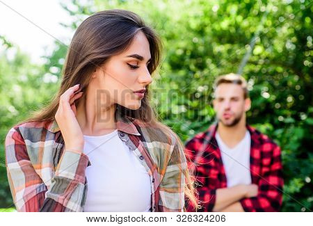Man Hipster Falling In Love Pretty Girl. Casual Meeting. Love From First Sight. If Woman Knows You L