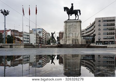 ANKARA, TURKEY - 15 JULY 2019: The statue of Ataturk in Ulus - Ankara, Turkey