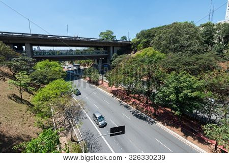 Sao Paulo, Brazil - 05, October, 2019: Horizontal Picture Of The Exterior Area Of Sumare Metro Stati