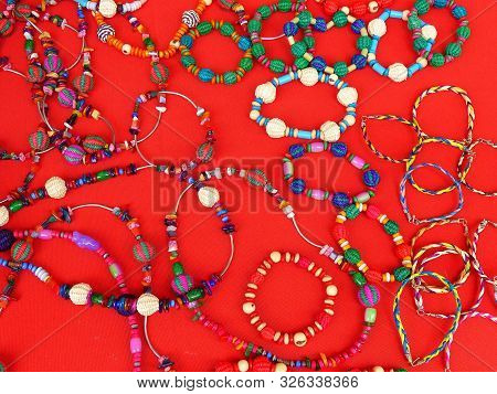 Cuenca, Ecuador - March 11, 2019: Costume Jewelry Made From Paja Toquilla Straw, Natural Plant Fiber