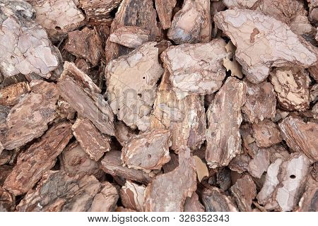 Background Made Of Wood Chips, Closeup Shot, Wooden Texture.