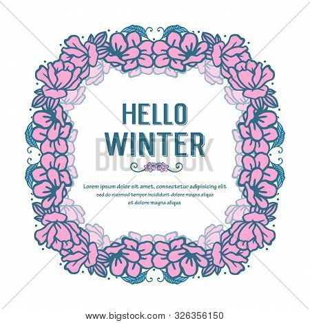 Modern Pink Flower Frame, For Invitation Card Helo Winter. Vector