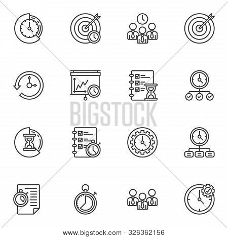 Time Management Line Icons Set. Linear Style Symbols Collection, Outline Signs Pack. Vector Graphics