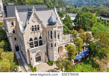 Puli, Taiwan - October 6th, 2019: famous attraction of Cona's Chocolate Castle at Taomi village, Nantou county, Taiwan, Asia
