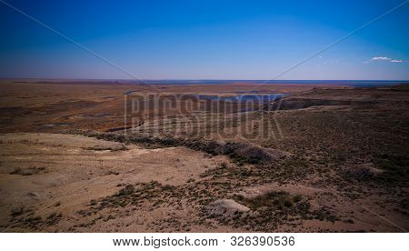 Landscape Of Sudochye Lake Aka Part Of Former Aral Sea At Urga Fishing Village At Karakalpakstan, Uz