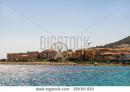 Ajaccio Coast Line In Corsica With View Of Its Ferris Wheel, Ajaccio, France, 2019