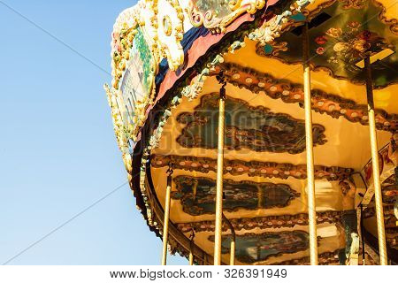 Circus Carousel Near The Harbor Of Honfleur, Famous French Town In Normandy, France, 2019