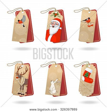 Gift Christmas Tags Vector Collection. Stock Illustration