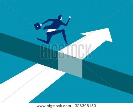 Businessman Jumping  Over Gap On Way To Success, Concept Business Solving Problem Vector Illustratio