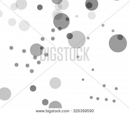 Gray Transparent Bubbles, Circles On A White Background. Bokeh Preset, Design Element To Create Ligh