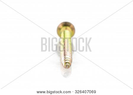 One Whole Metallic Glossy Bolt Isolated On White Background