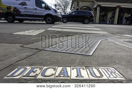 New Orleans, Usa - Dec 17, 2017: Low Angle View Of Decatur Street In The French Quarter. The Stylish