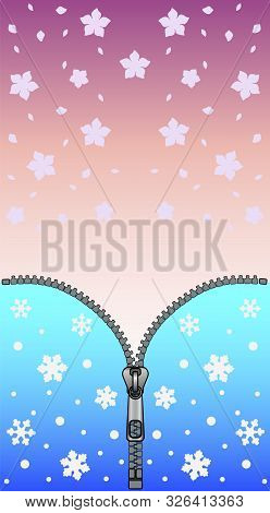 Metaphor Of The Changing Seasons - The Onset Of Spring After Winter - The Zipper Opens And Spring Fl