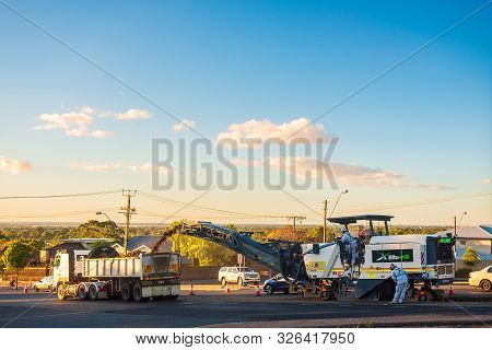Adelaide, South Australia - December 4, 2017: Road Works For New Road Profiling And Asphalt Lay With