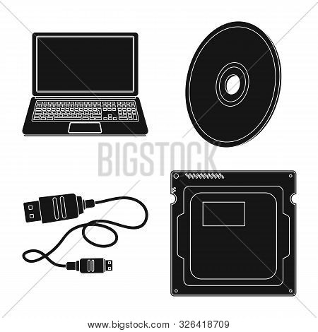 Vector Illustration Of Laptop And Device Sign. Set Of Laptop And Server Stock Symbol For Web.