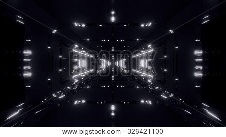 Futuristic Sci-fi Space Ship Tunnel Corridor 3d Illustration Wallpaper Background