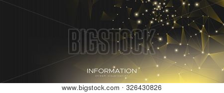 Digital Technology. Big Data Social. Magic Polygonal Poster. Black Geometric Connection. Technology 