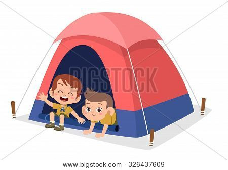 Happy Cute Kids Outdoor Camp Summer Holiday