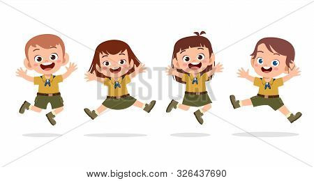 Happy Cute Kids Summer Camp Holiday Set