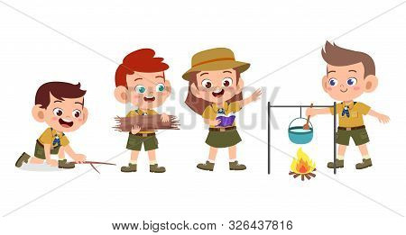 Happy Cute Kids Summer Camp Holiday Set