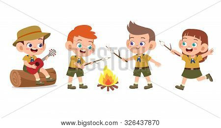 Happy Cute Kids Summer Camp Holiday Set