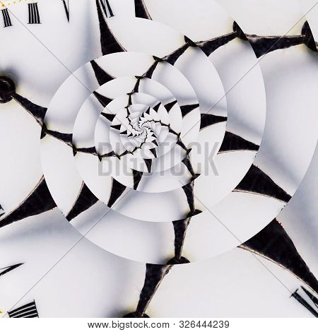 Old Vintage Clock Abstract Francal Infinity Background. Droste Effect