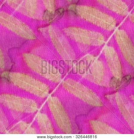 Botanical Print With Leaf Prints On Natural Silk. Hand-drawn Illustration.3
