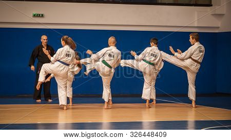 Kids And Children Martial Arts Sport Demonstration. Kyokushin Belgrade Trophy
