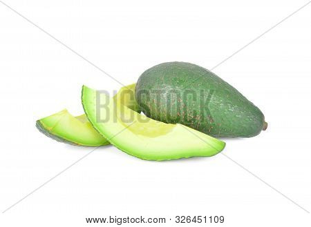 Whole And Sliced Pinkerton Avocado On White Background