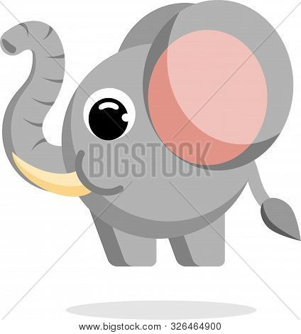 Cute Elephant In Flat Style Vector Image