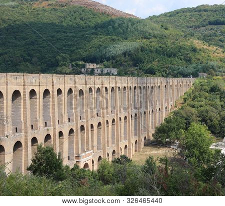 Ancien Caroline Aqueduct In South Italy Near Caserta City