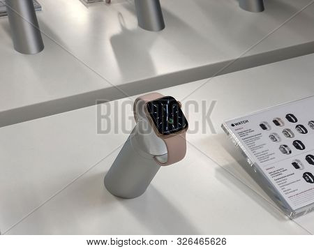 October 2019 Parma, Italy: Iwatch In Electronics Store On Display Close-up