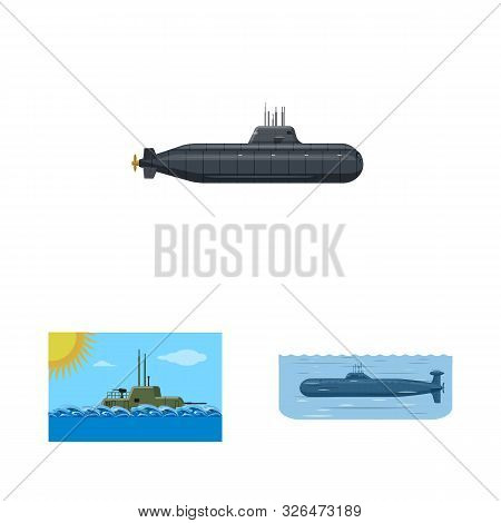 Isolated Object Of Boat And Navy Sign. Set Of Boat And Deep Vector Icon For Stock.