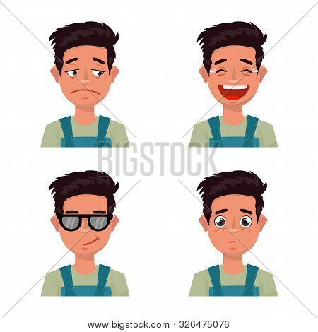 Vector Design Of Face And Boy Symbol. Set Of Face And Young Stock Vector Illustration.