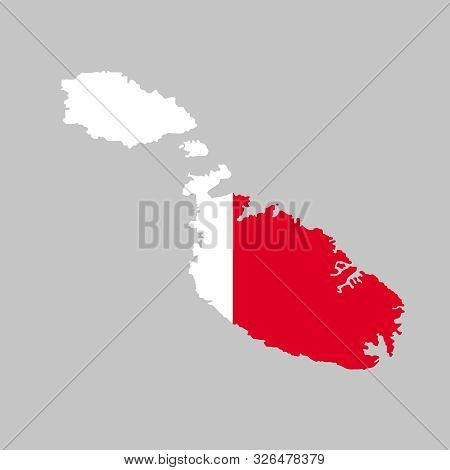 Vector Illustration Of Malta Flag Map. Vector Map.