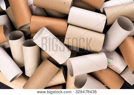 Cardboards Sleeve From Rolls Of Toilet Paper. Out Of Toilet Paper.