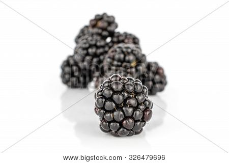 Lot Of Whole Fresh Black Blackberry Isolated On White Background