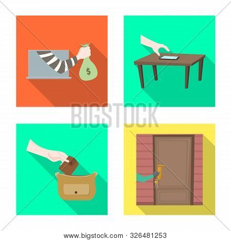 Vector Illustration Of Crime And Steal Symbol. Collection Of Crime And Villain Stock Symbol For Web.