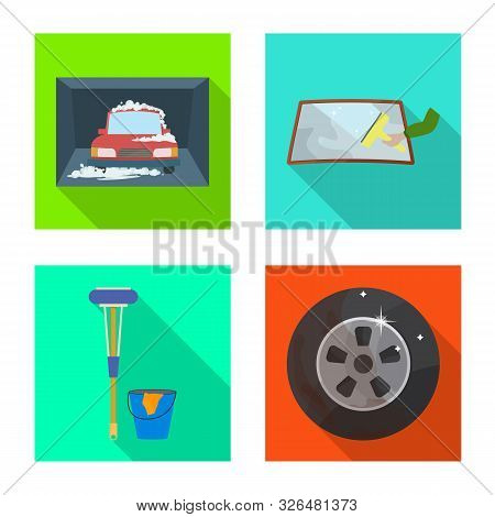 Isolated Object Of Carwash And Care Logo. Set Of Carwash And Automotive Vector Icon For Stock.