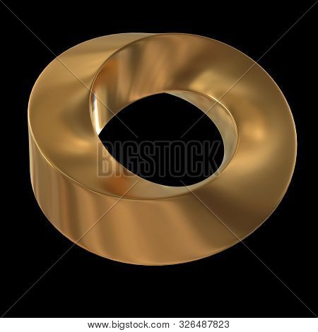 Mobius Strip Ring Sacred Geometry. Spatial Figure With Upturned Surfaces. Optical Illusion With Dual
