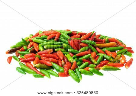 Group Of Chili Pepper At Isorated White Background