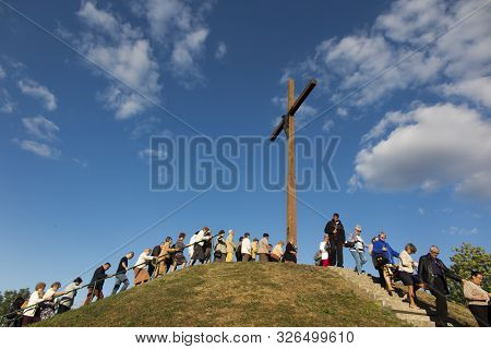 Chelm, Poland, September 14, 2019: Prayer Meeting And Way Of The Cross At The Sanctuary Of The Mothe
