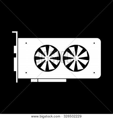 Video Card Icon On Black Background. Vector Illustration.