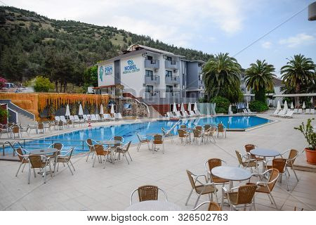Demre, Turkey - May 21, 2019: Pam Thermal Hotel, Hot Spring Mineral Medicinal Water. Pam Hotel, View