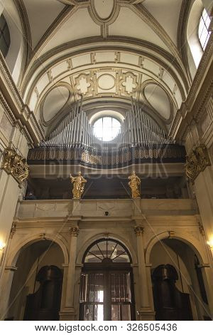 Tyniec, Krakow, Poland, August 3, 2019: Interior Of The Church At The Benedictine Abbey In Tyniec Ne